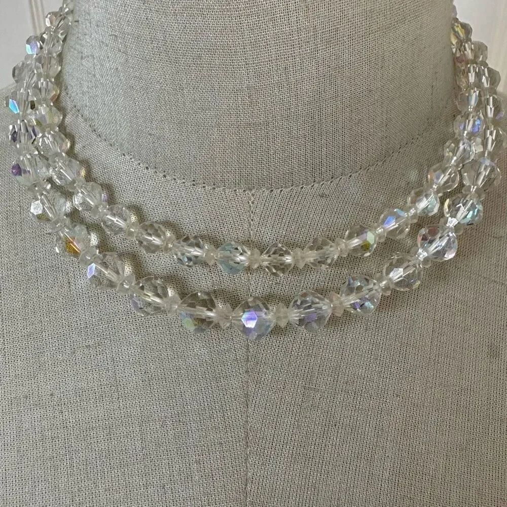 Laguna Aurora borealis crystal double strand necklace